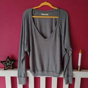 'We The Free' By 'Free People' Gray Long Sleeve Oversized Top/Thermal SIZE SMALL